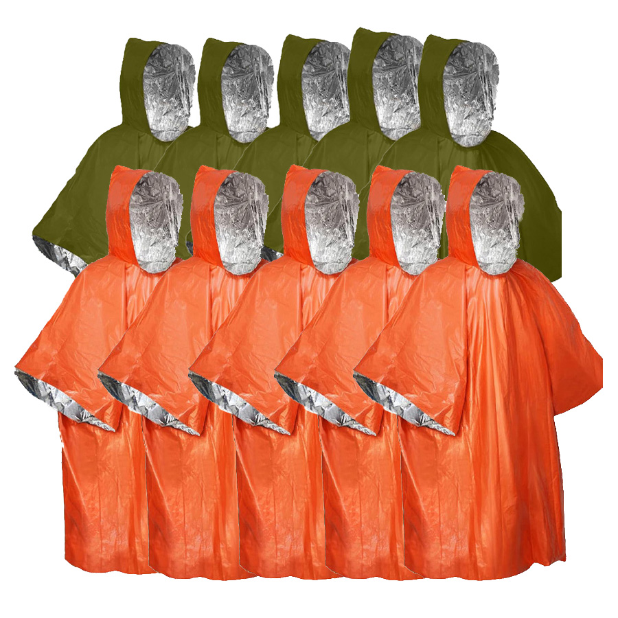 Emergency Poncho Rain - ชุดเสื้อปอนโชฉุกเฉิน 3/5 แพ็ค - กันน้ํา ความร้อน