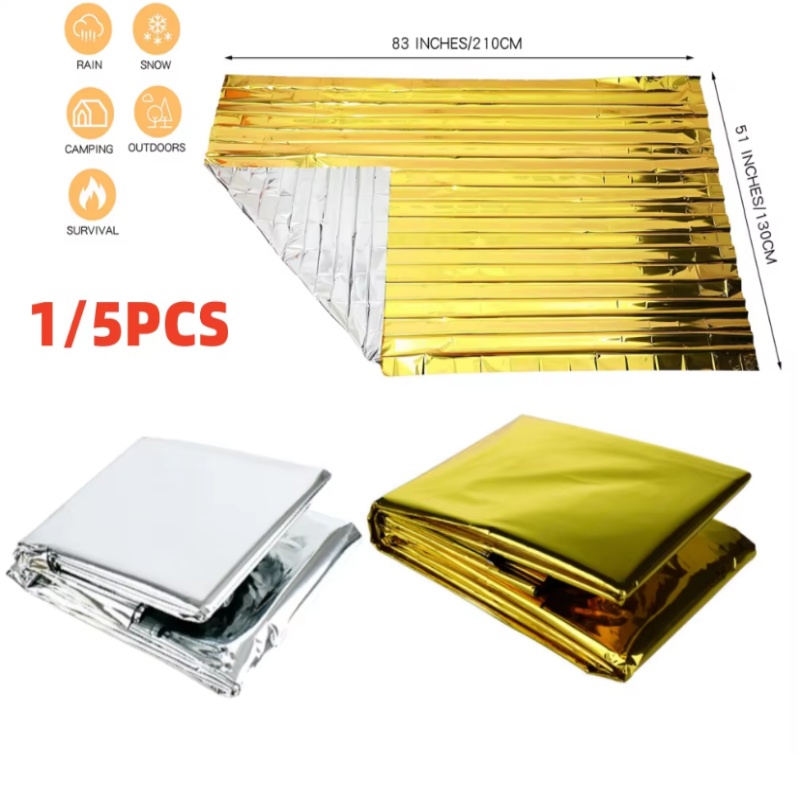 Survival Blanket Reflective - ผ้าห่มฉุกเฉินไมลาร์ฟอยล์แบบทนทาน ขนาด 130x210 ซม. สีทอง-เงิน สะท้อนความร้อนและเป็นฉนวนกันความร้อน