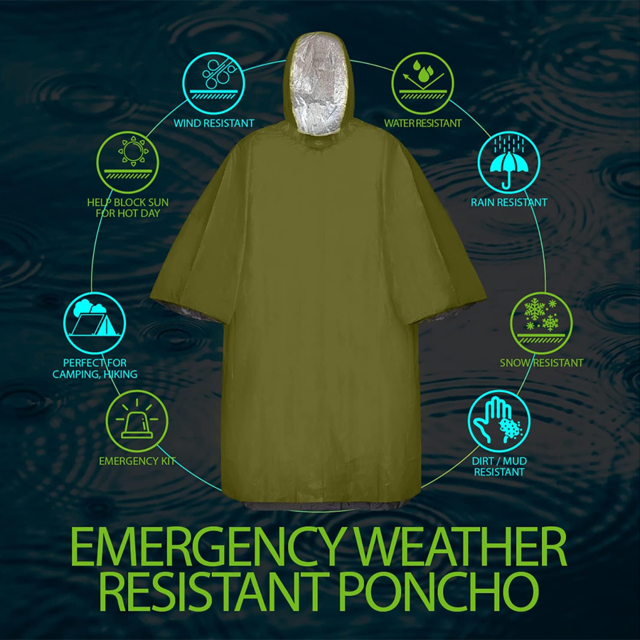 ชุดเสื้อปอนโชฉุกเฉิน 3/5 แพ็ค  - Emergency Poncho Rain บทวิจารณ์และราคา
